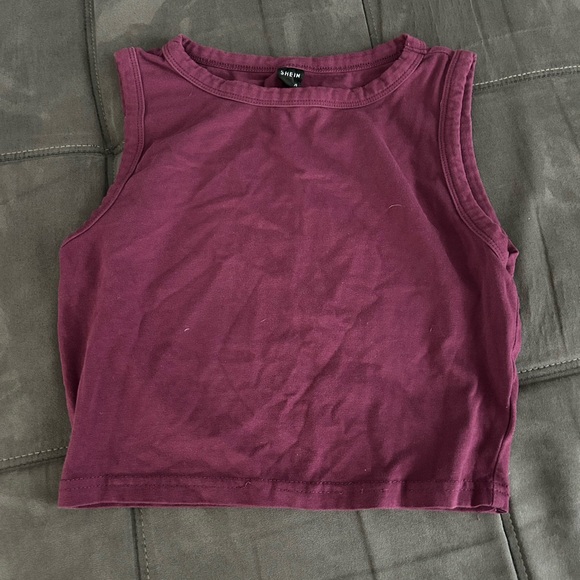 SHEIN Tops - SHEIN Plum Sleeveless Crop Muscle Tee